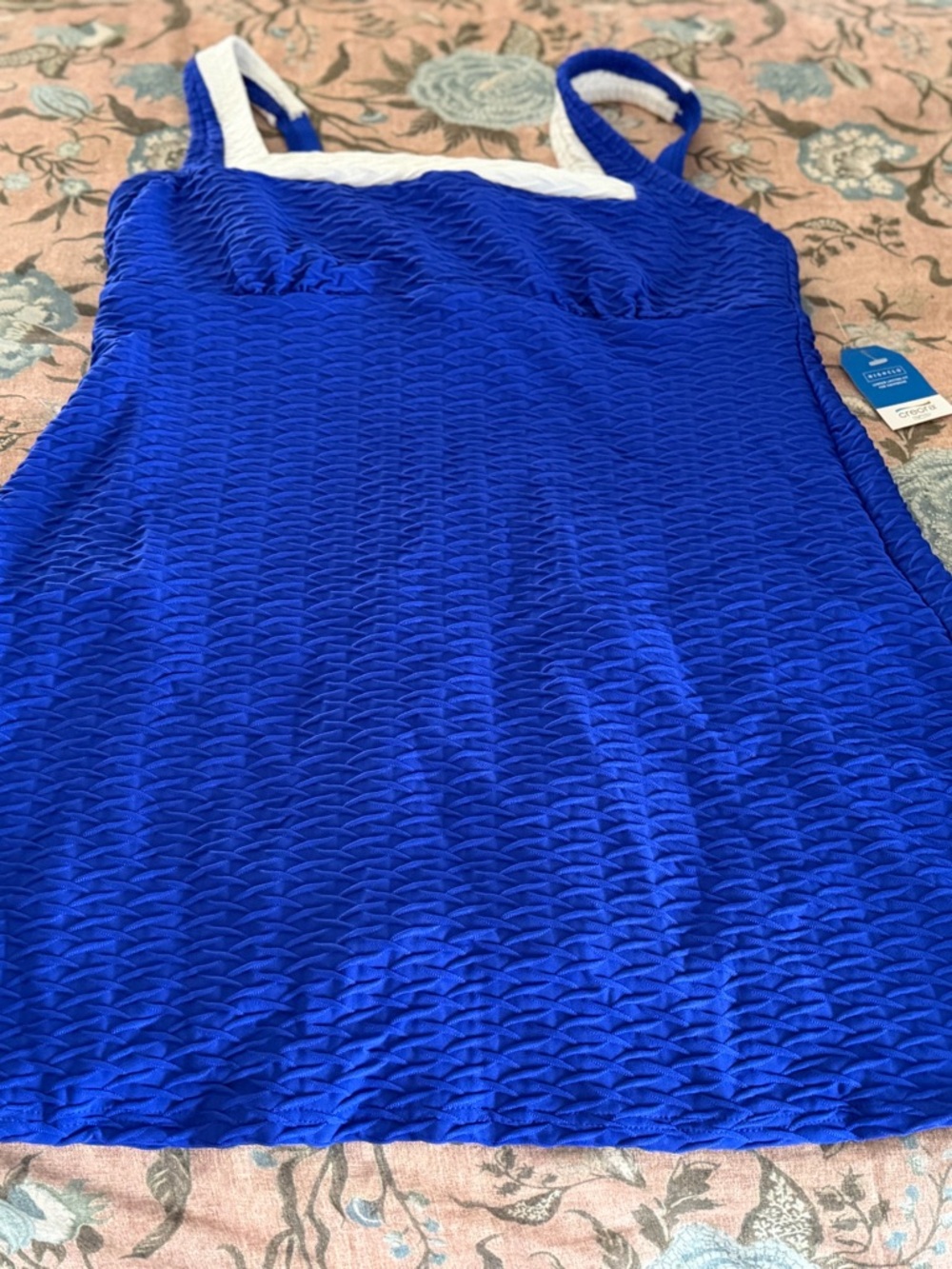 Lands' End Royal Blue One-Piece Swimsuit with White Trim